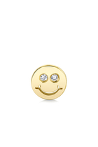 Happy Face Single Stud Earring, 14k Yellow Gold & Diamond